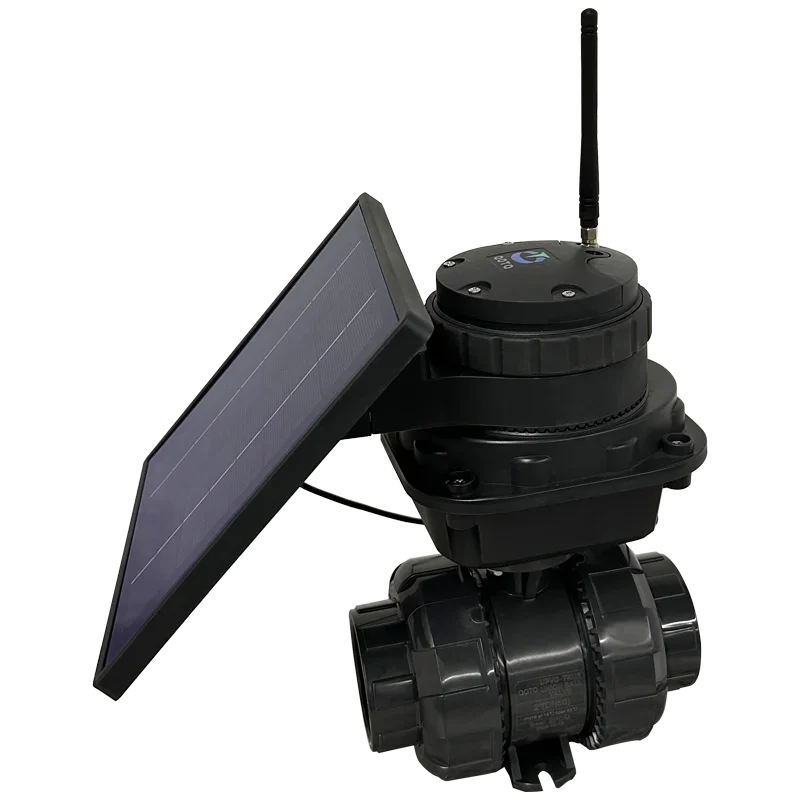 

GSM/LoRa connected solar powered smart drip irrigation DN50 motorized PVC ball valve sprinkler irrigation system