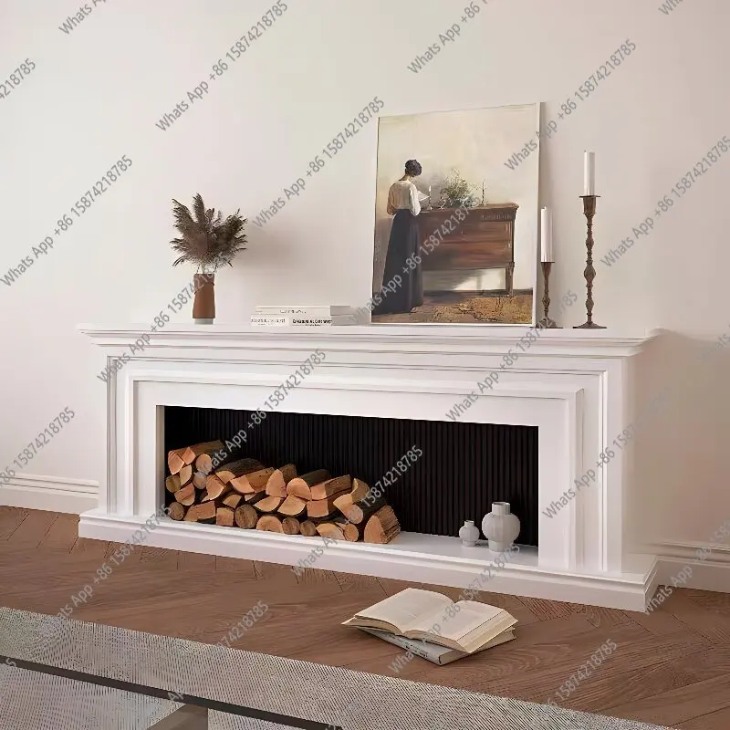 simple fireplace decorative cabinet, living room white light luxury TV cabinet decorative entrance cabinet customization