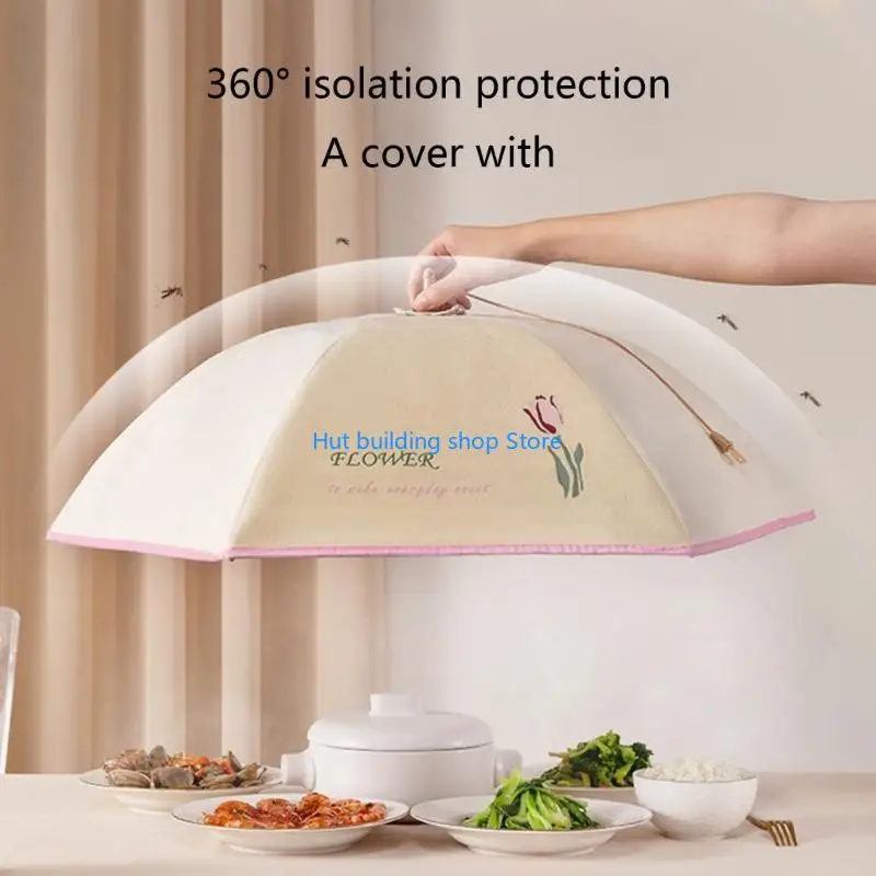 T21C Collapsible Thermal Cover Dining Table Cover with Aluminum Foil Insulation Dustproof Cover for Home
