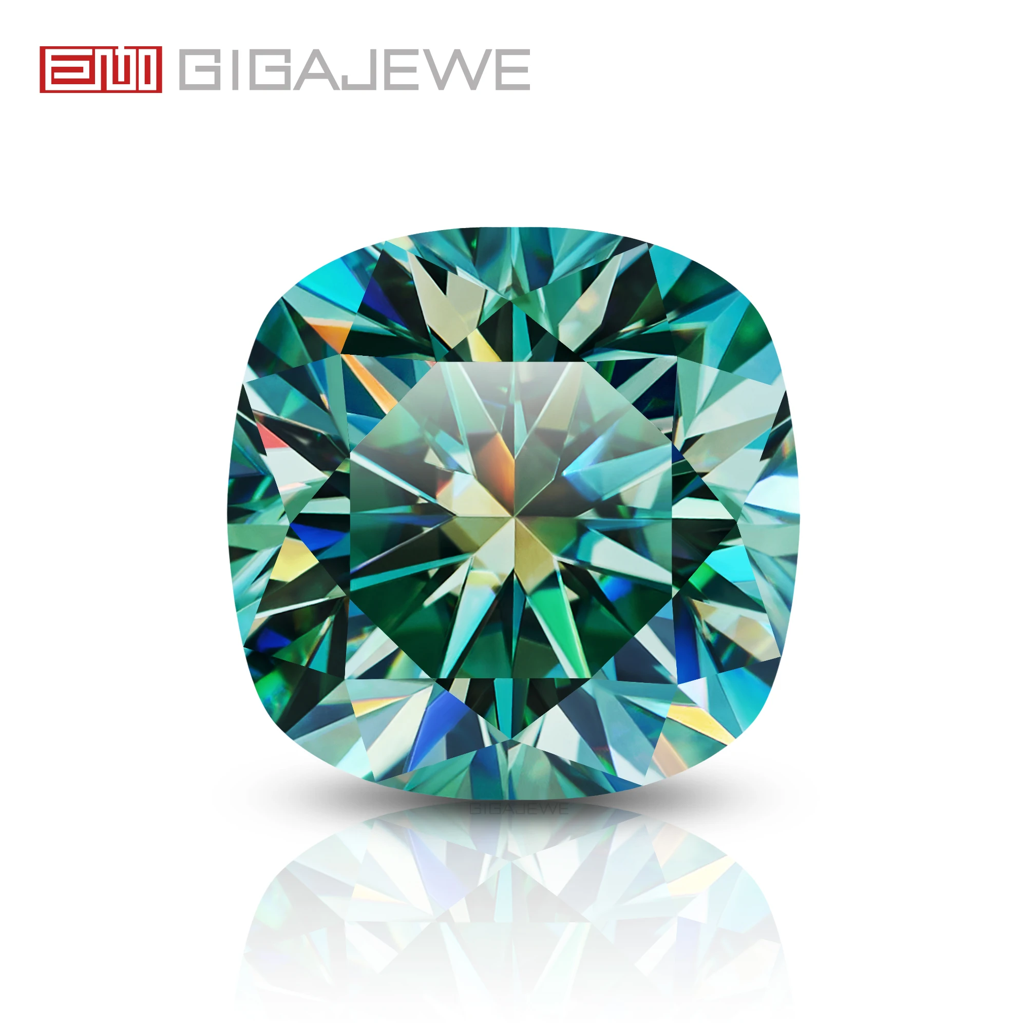 

GIGAJEWE Cushion Cut Cyan Color Moissanite PFL-remium Gems Loose Diamond Test Passed Gemstone for Jewelry Making