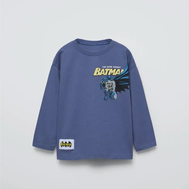 2024 New Long Sleeve Tees Tops Loose Fashion Children Cartoon Boys T-shirt Base Shirts Kids Clothing Batman Baby Boy Blouse 1-7Y