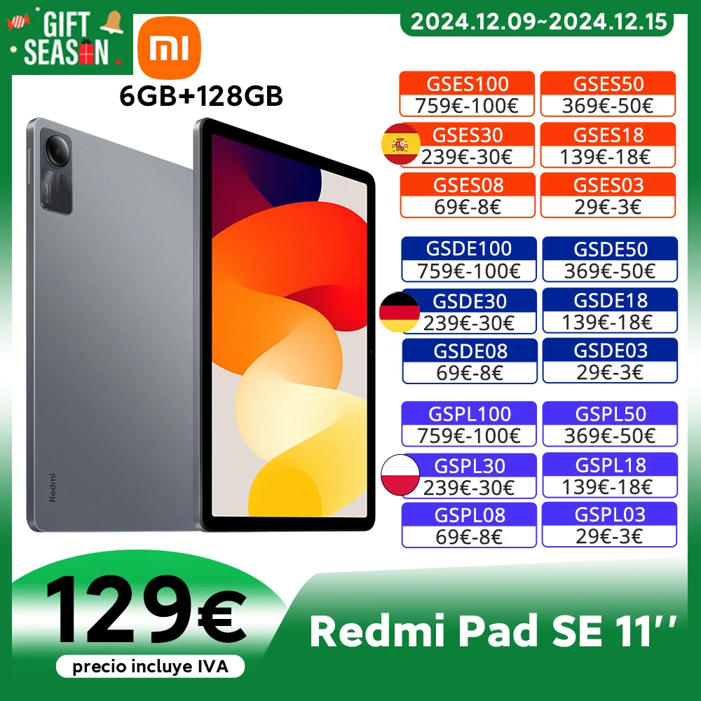 Global Version Xiaomi Redmi Pad SE Mi Tablet 8000mAh Large Battery Snapdragon® 680 Quad speakers Dolby Atmos® 90Hz 11