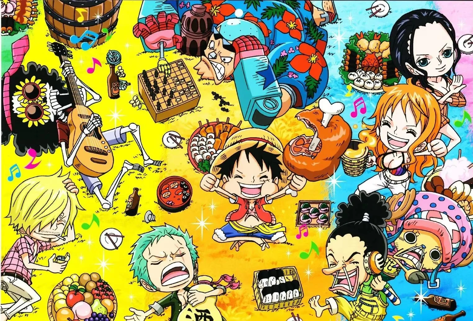 Jigsaw Puzzle 500/1000/1200/2000PCS One Piece Straw Hat Cheerful Leisure Party Bright Color Anime Group Entertainment Gift