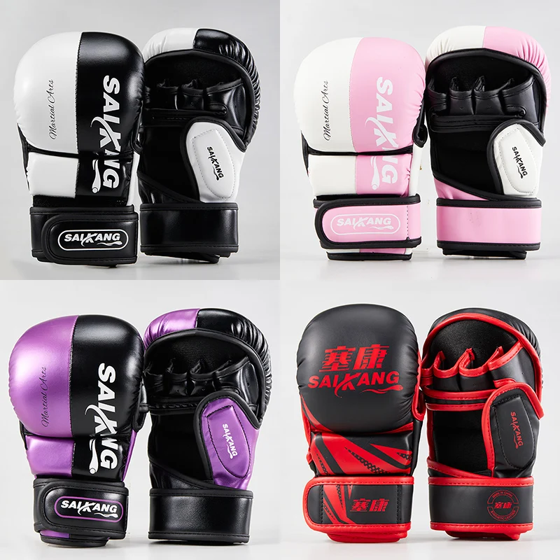 Adult boxing gloves, half finger gloves, professional combat  Muay Thai, MMA split finger gloves, children'shalf finger gloves