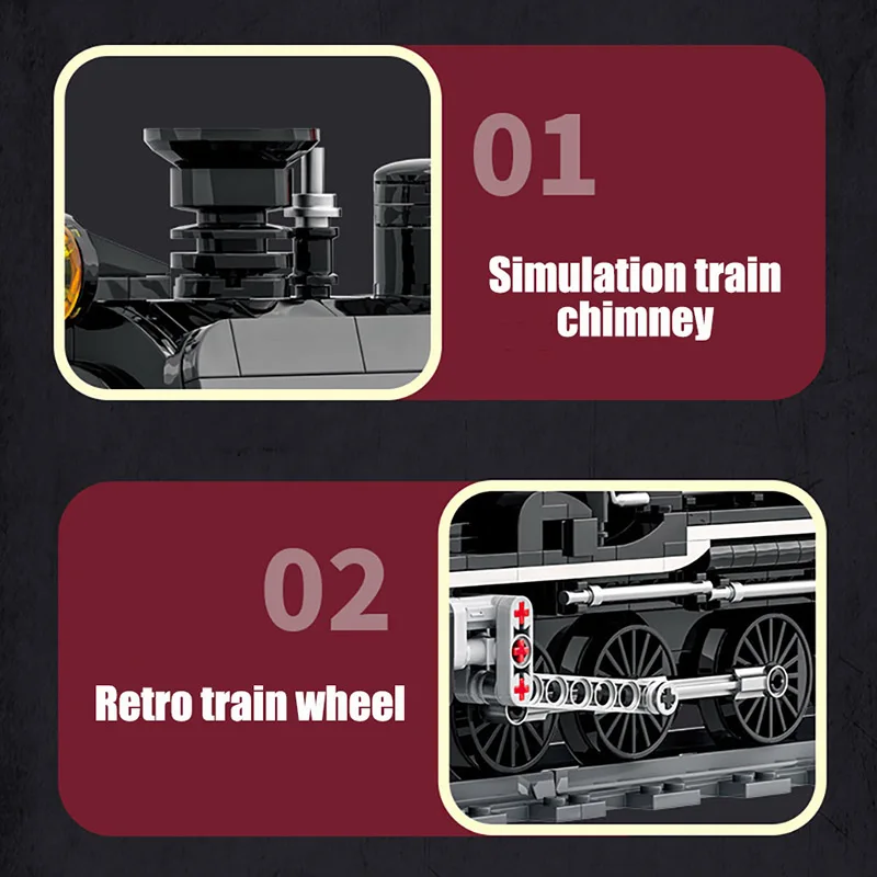 Cidade moc 1760 pçs clássico retro trem a vapor modelo blocos de construção kit diy pista ferroviária monstro trem tijolos brinquedos para crianças presentes