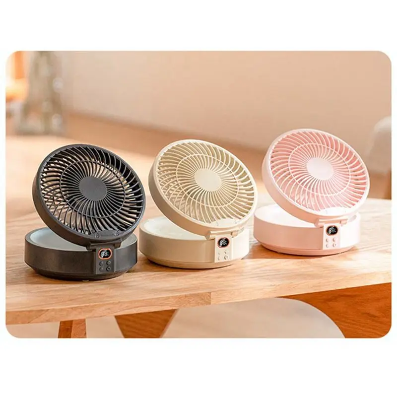 Remote Control Wireless Wall Mounted Circulation Air Cooling Fan With LED Light Folding Electric Ventilator Table Fan