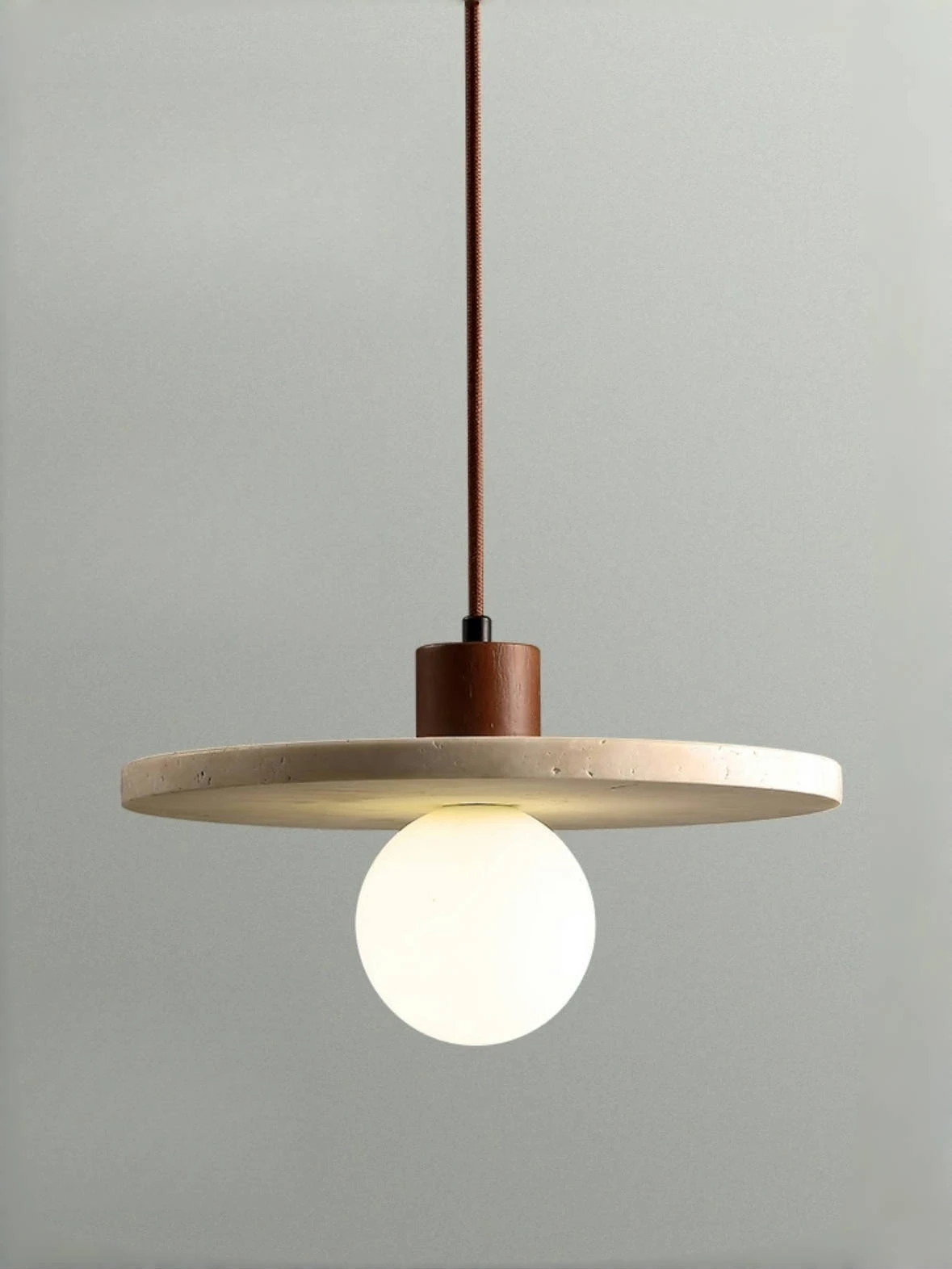 

YEBMLP Yellow Travertine Pendant Light Indoor Minimalist LED Chandelier Parlor Bedroom Cafe Hanging Light Japanese Decor Lights