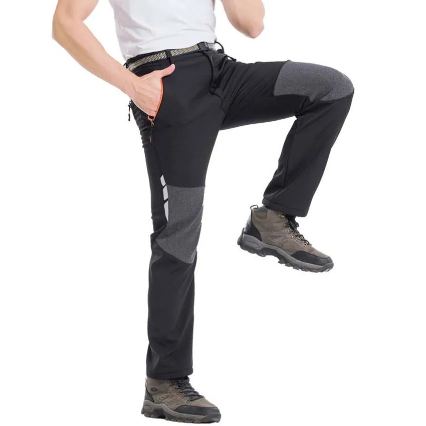 Pantalones reflectantes de senderismo para hombre, pantalón cálido de lana Softshell para acampar, deportes al aire libre, senderismo, esquí,