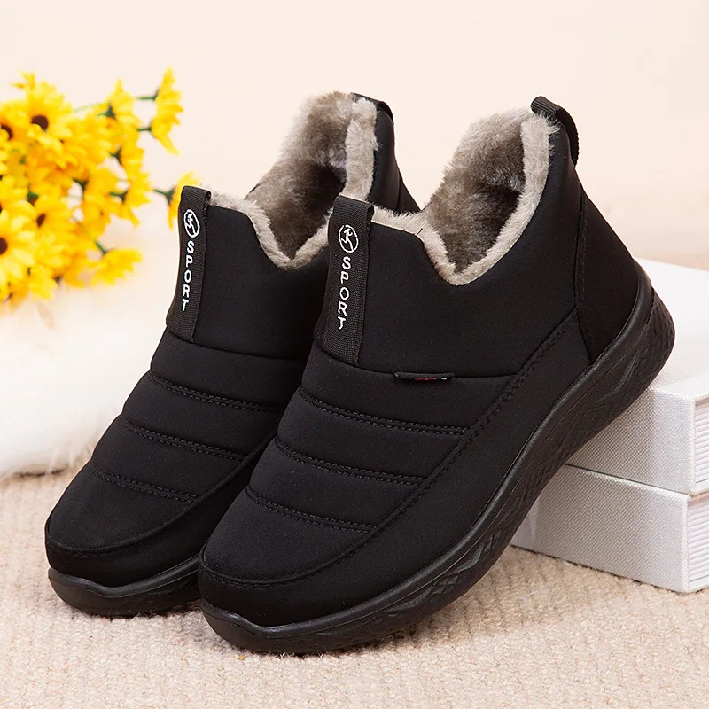 Snow Boots Womens Winter Shoes 2023 Slip On Waterproof Women Ankle Booties Solid Warm Fur Outdoor Comfortable Footwears 36-41