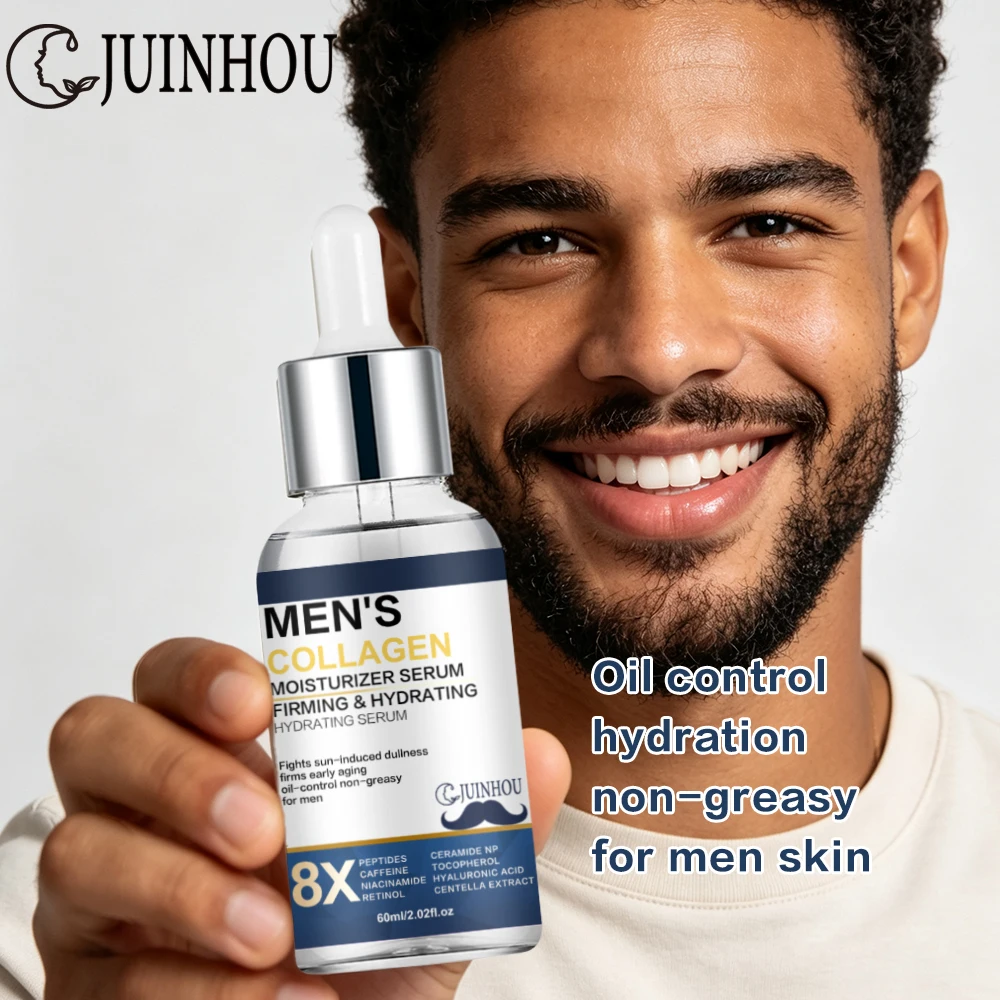 JUINHOU Men Collagen Serum 8x Effective Soften Facial Essence Antioxidant Smooth Firm Skin Hydrating Daily Skincare For Men