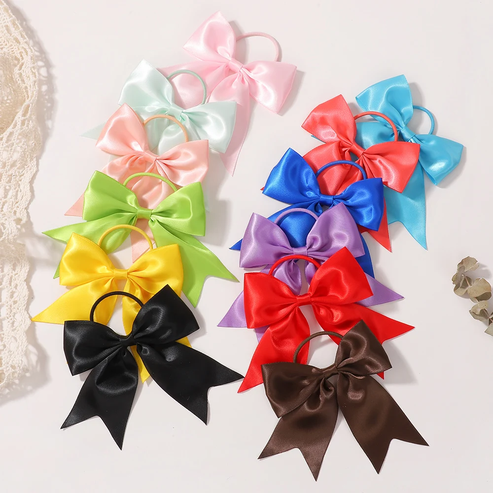 20 Stück Zufällige Farben Kinder-Haargummis Kopfschmuck Mädchen Scrunchies Elastische Haarbänder Kinder-Haarseile Schleifen-Haargummis Baby-Accessoires