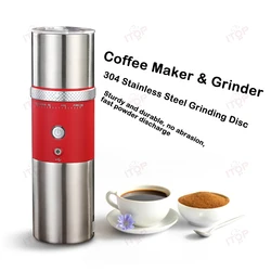 ITOP-cafetera 4 en 1, molinillo, filtro y taza, carga USB, molinillo de café portátil para exteriores, núcleo de molienda de acero inoxidable 304