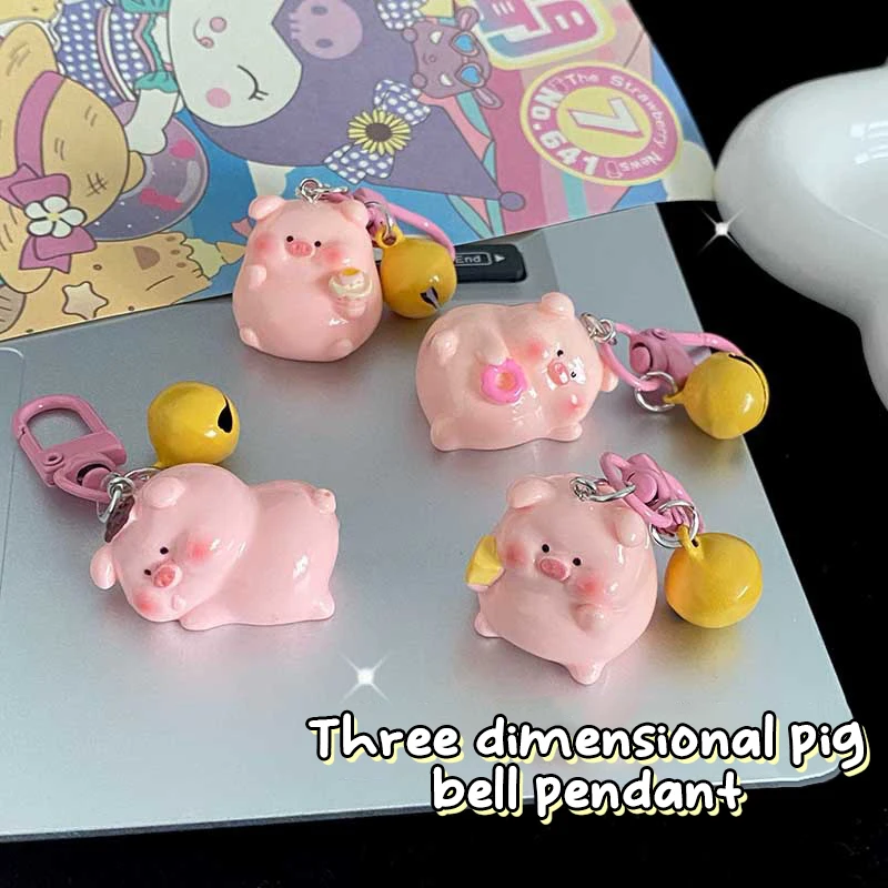 Cartoon Cute Three-dimensional Pig Pendant Keychain For Women Girls Bag Decoration Individualized Animal Keyrings Jewelry