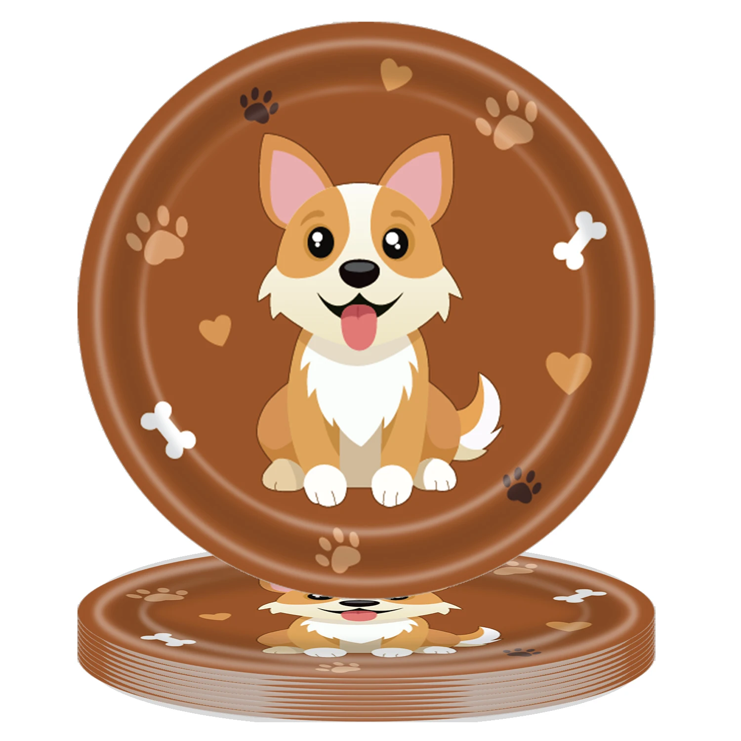 10 Stück Hunde-Geburtstagsparty-Teller, Corgi, Schnauzer, Dalmatiner, Einweggeschirr für Pfoten-Themen, Haustier-Feier, Tischgeschirr-Zubehör – Detail 7