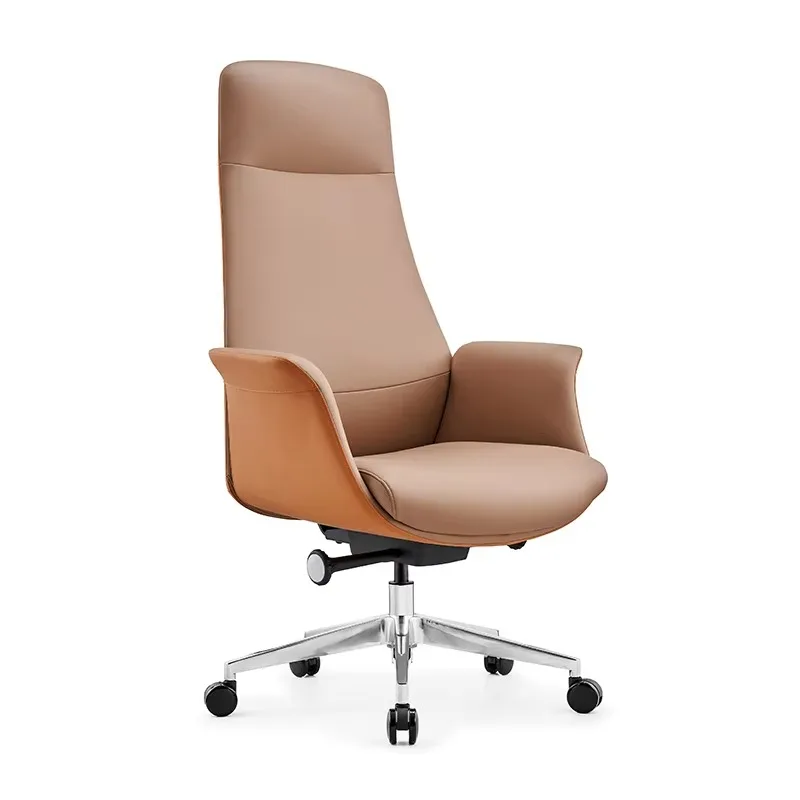 

Высококачественное поворотное коричневое офисное кресло для конференций из искусственной кожи с регулируемой высотой для посетителей