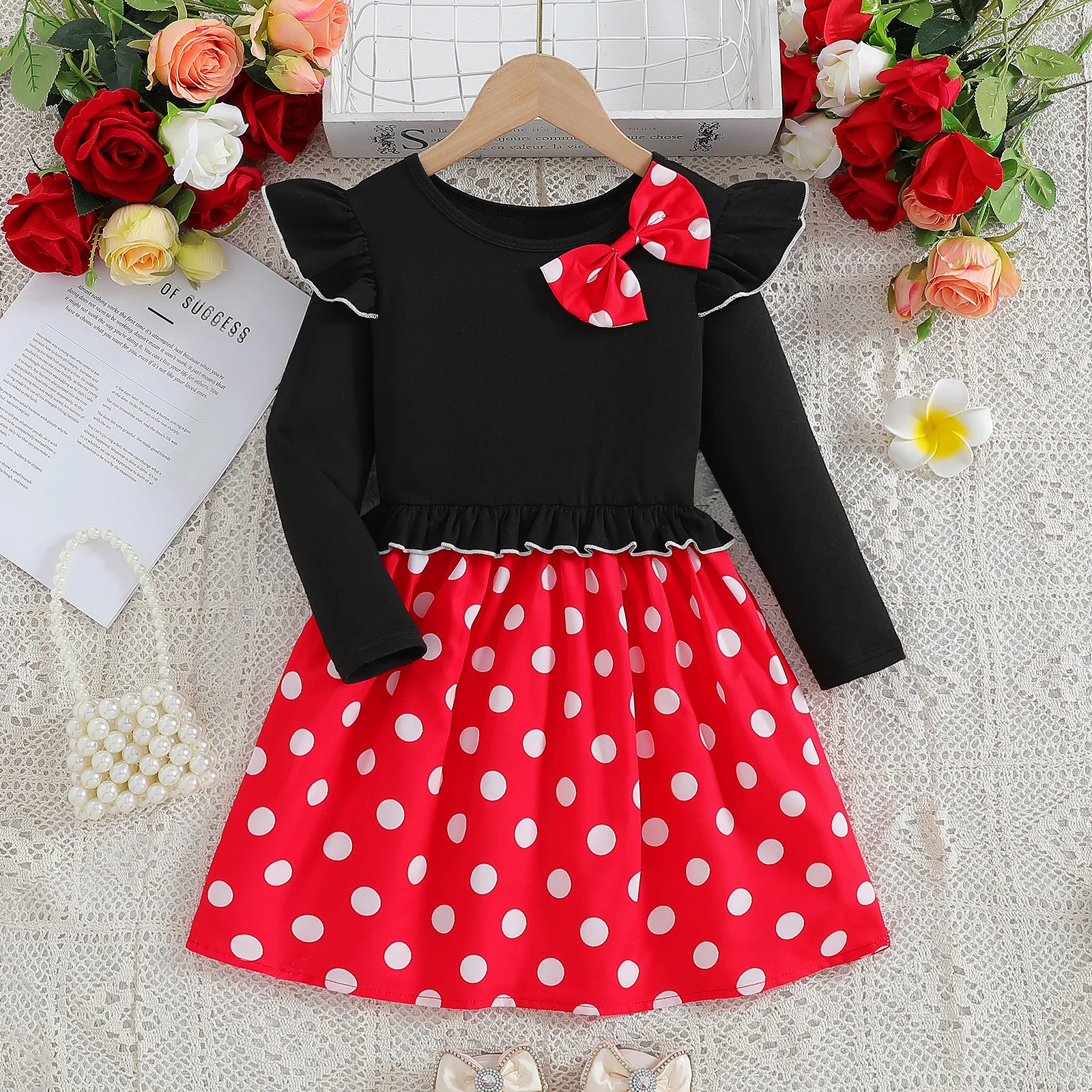 

Baby Girl Dress for 1-6Yrs Children Spring Autumn Long Sleeved Clothes Kids Cute Polka Dot Dress Girls Birthday Party Costume