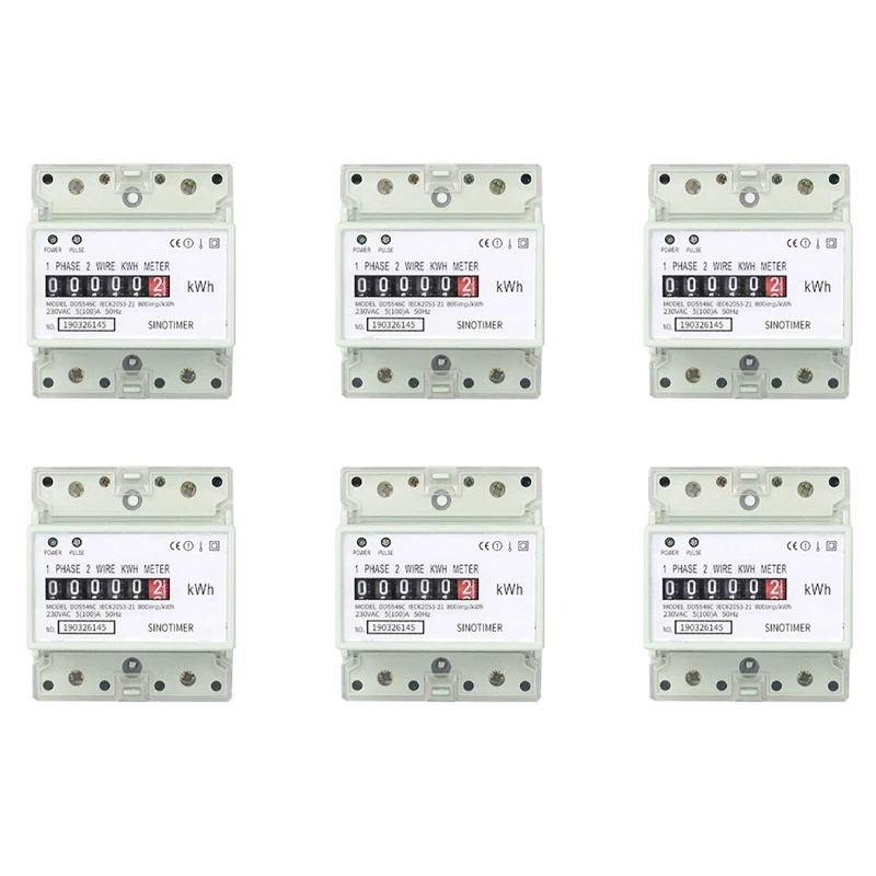 

HOT SALE 6X Electric Single Phase Two Wire AC 220V 100A Energy Meter Kwh Counter Consumption Analog Electricity Wattmeter(A)