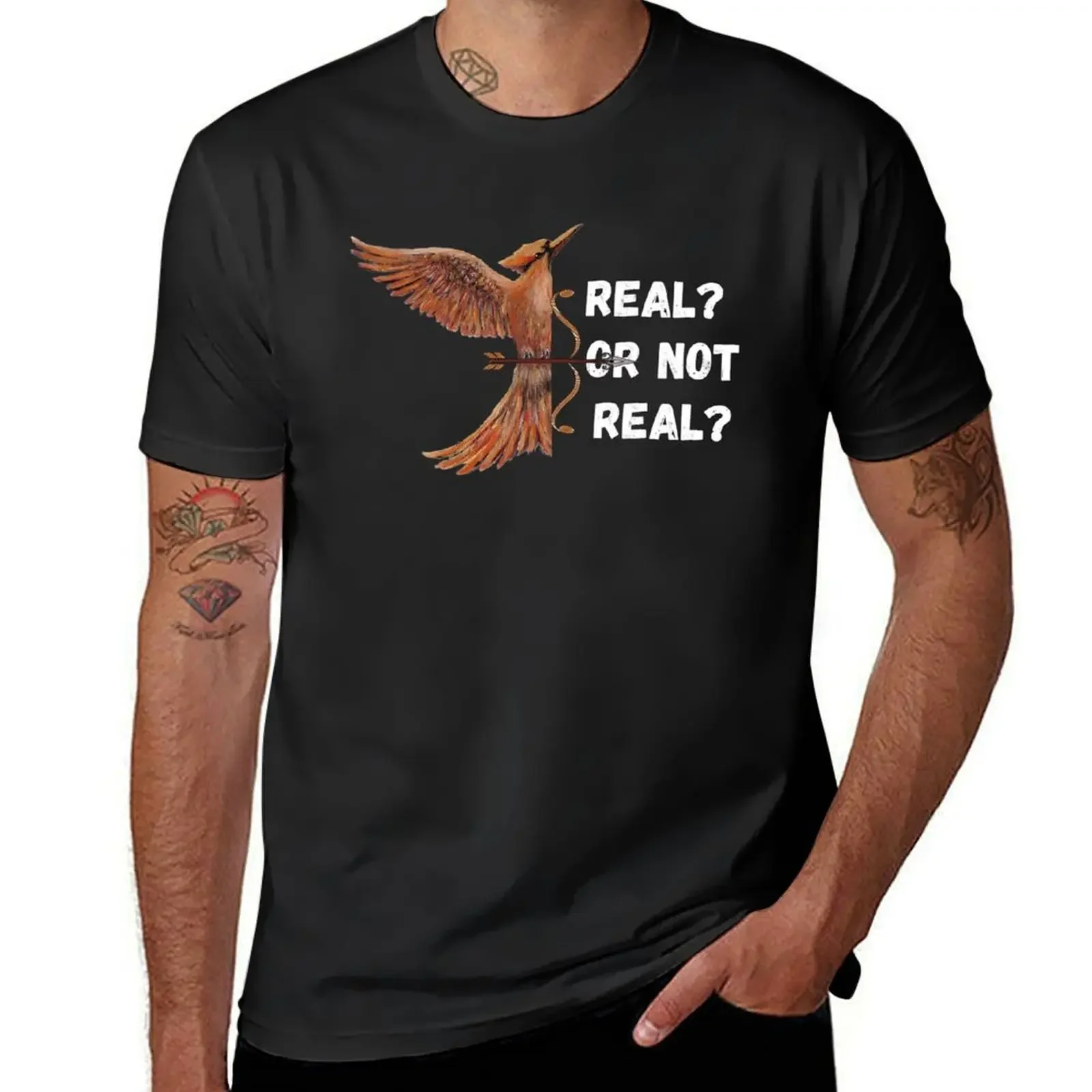 Mockingjay, Real Or Not Real? T-Shirt anime stuff hippie clothes animal prinfor boys aesthetic clothes mens clothing