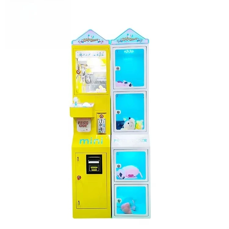 Mini Plush Toy Claw Crane Machine With Card Reader, Coin Operated Small Doll Claw Game Machine With Bill Acceptor, Prize Locker