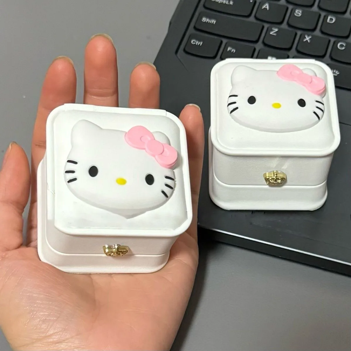 New Kawaii Hellos Kittys Diy Ring Box Confession Gift Couple Proposal Ring Boxs Jewelry Storage Box Gift for Your Girlfriend