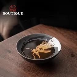 80ml Xianglong Cup Japanese-style Handmade Black Stoneware Teacup Tea Bowl Small Master Cup Single Tea Cup KungFu TeaSet Teaware