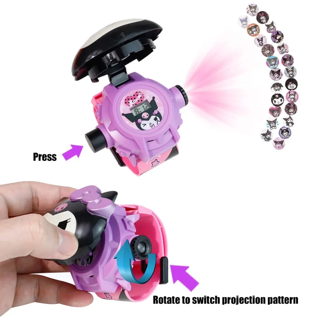 3D Projection Digital Watch Cinnamoroll Hello Kitty Kuromi Melody Anime Figures Cartoon Cute Toy Gifts for Girls Children