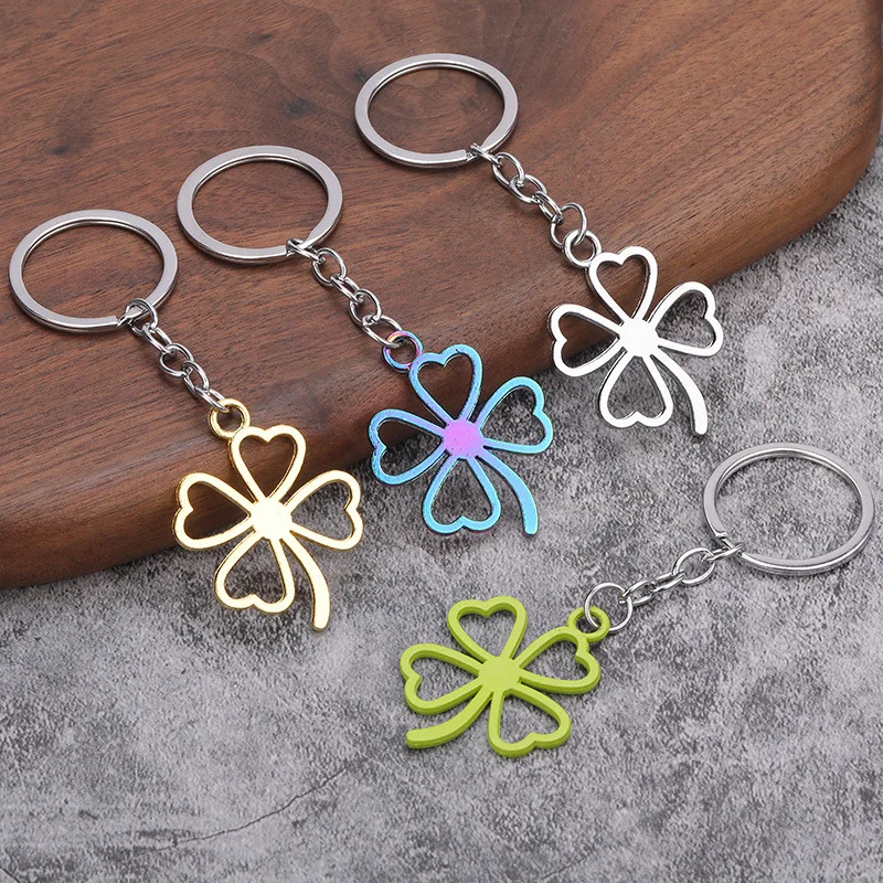 

Fashion Four-leaf Clover Alloy Pendant Bag Accessory Love Grass Bag Car Key Chain Pendant Holiday Gifts