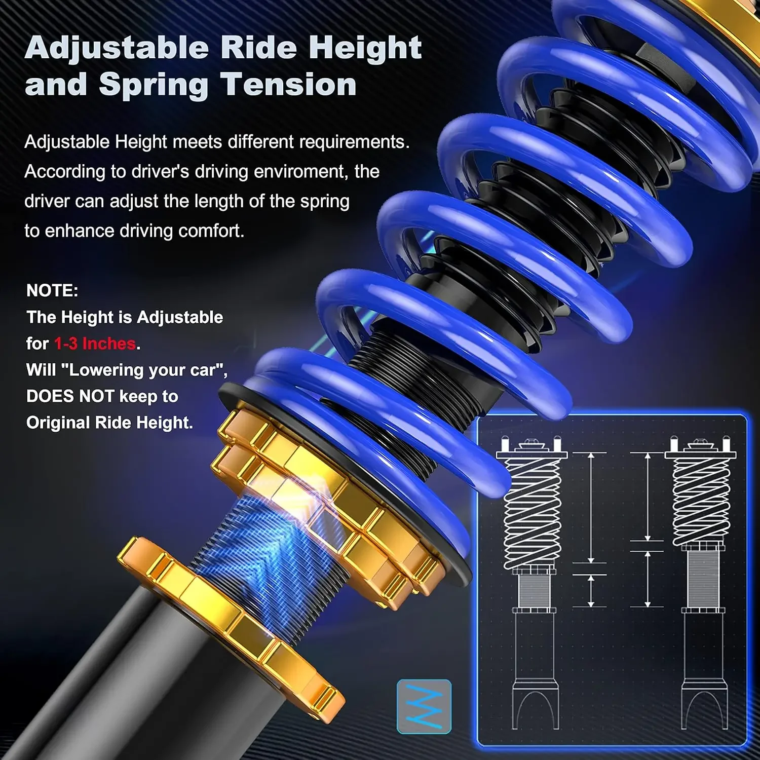 دعامات كويلوفيرز بارتفاع قابلة للتعديل متوافقة مع زنبرك لفائف Civic 1993-2000 EK EJ EM