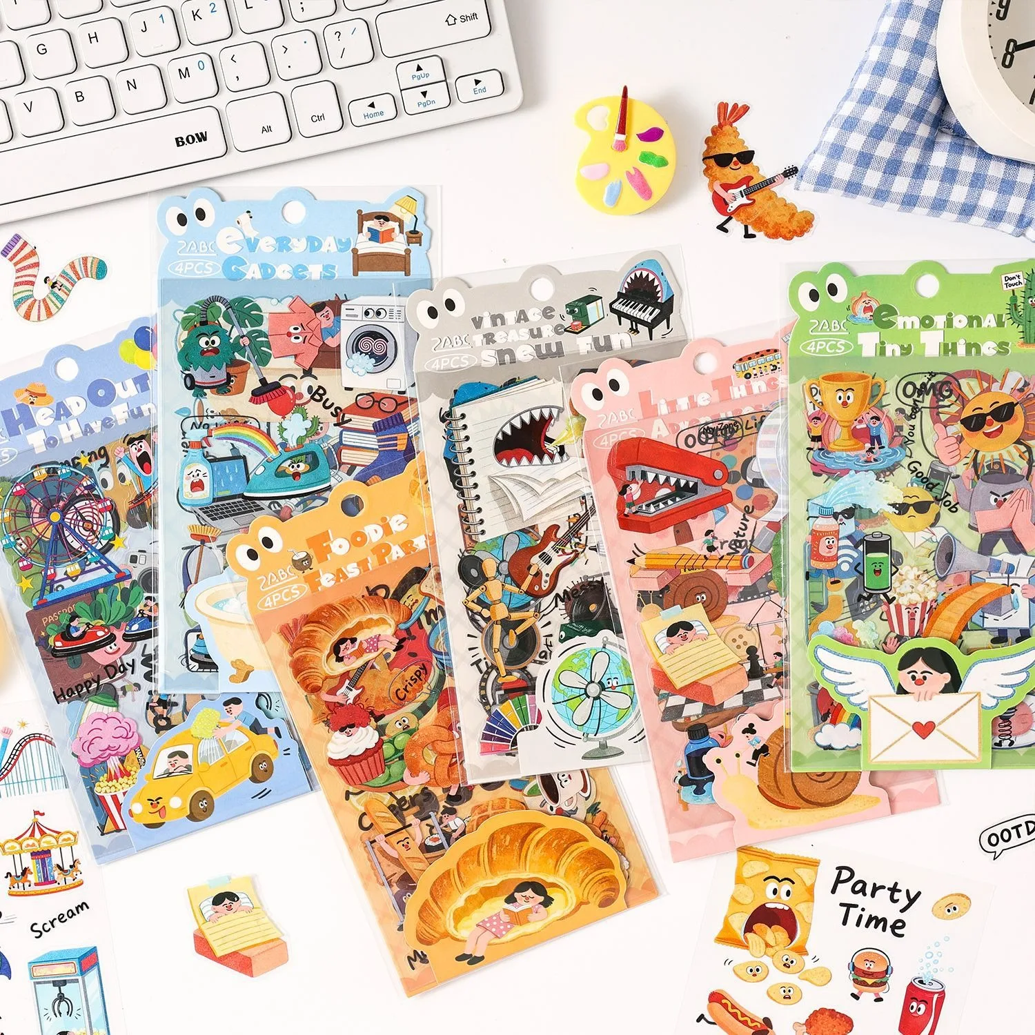 Daily Quirky PET Stickers for Journaling, Cute Waterproof Decals for Kids, Cross-Border Scrapbook & Hand Account Supplies