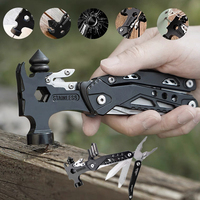 Outdoor Multifunctional 16-in-1 Hammer Stainless Steel Folding Pliers Portable Camping Tools, Window Breaker Seatbelt Cutter