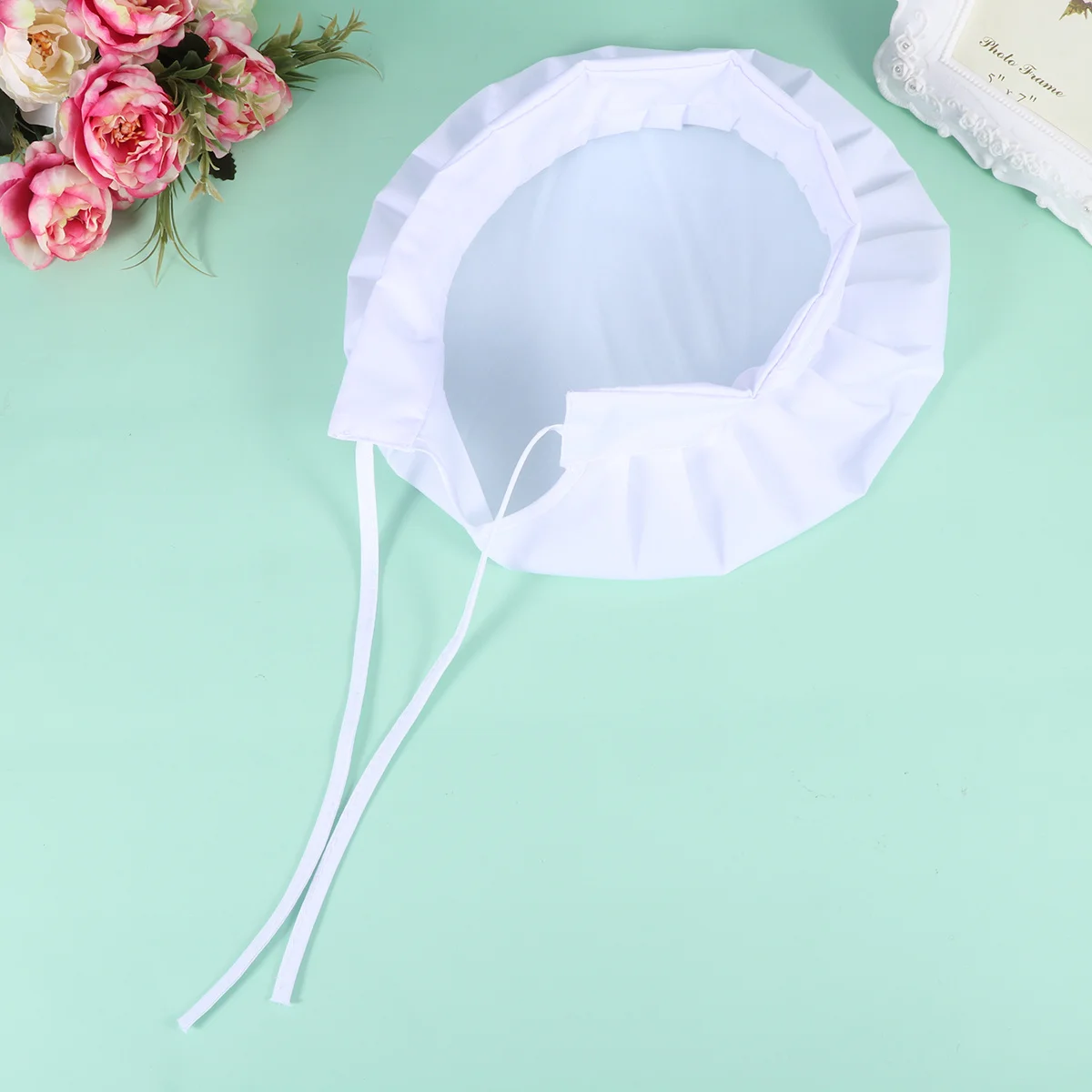 1Pcs Dustproof Chef Hat Adjustable Catering Cap Pure Color Lightweight Breathable Comfortable Working Hat for Men Women White