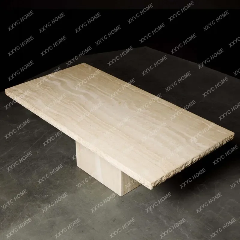 

C Old Dining Table Rectangle Medieval Natural Eating Table Broken Travertine Wabi Sassafras Marble Design
