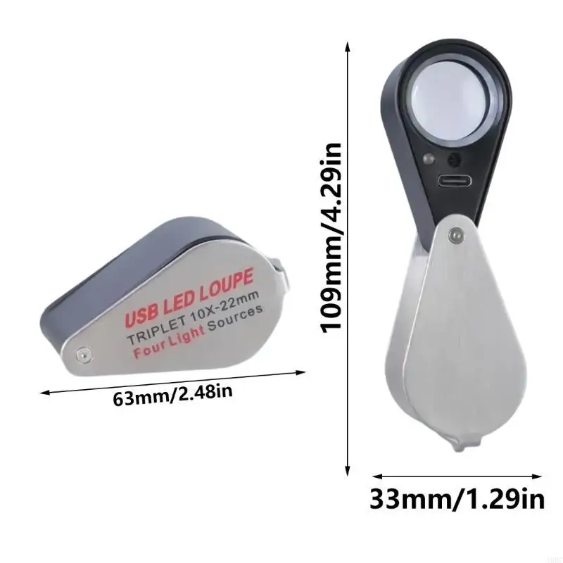 

Lens Inspection Magnifier Handheld Magnifier with LED Light for Coin