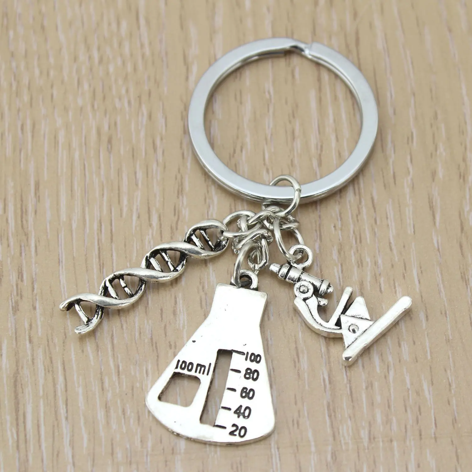 Gene Chemistry Teacher Gift DNA Chemical Molecule Microscope Biological Experiment Keychain-1