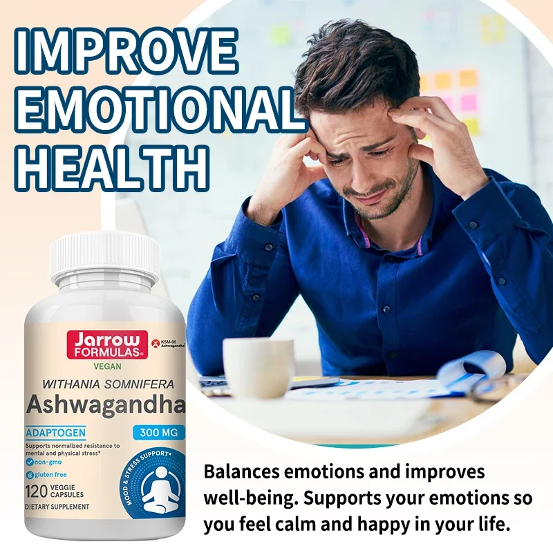 Ashwagandha, 300 mg Supplement, Supports Normal Mental and Physical Stress, Fights Fatigue