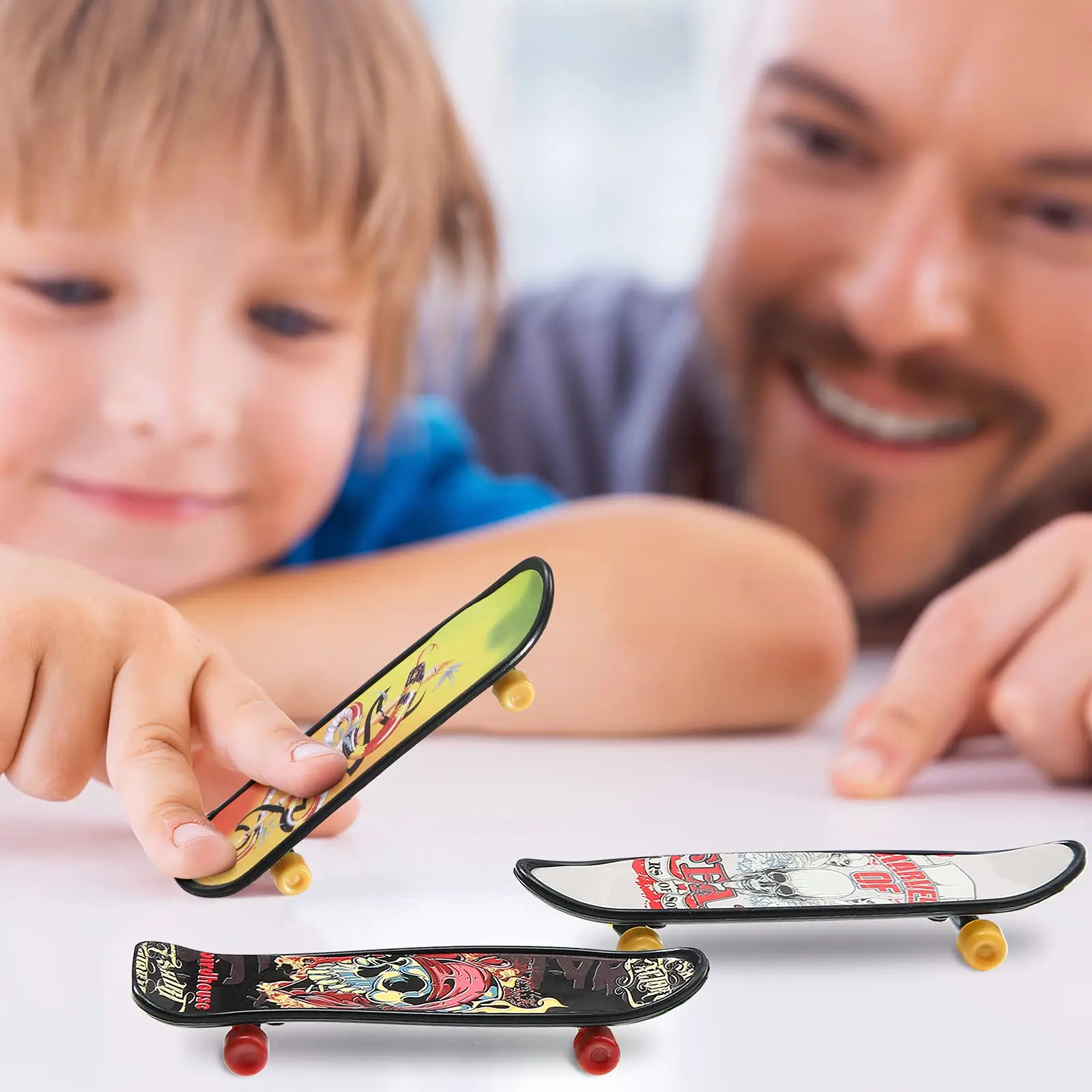 36 Pieces Mini Finger Skateboard Toy Skateboard Finger Boards with Double Sided Pattern Creative Fingertip Movement Novelty Toys