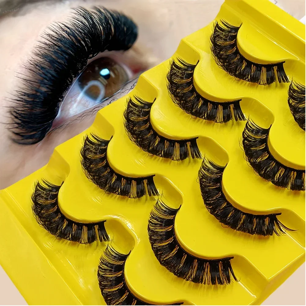 

5 Pairs 3D Faux Mink Lashes Russian Strip DD Curl False Eyelashes Fluffy Volume Eyelash Extension Makeup