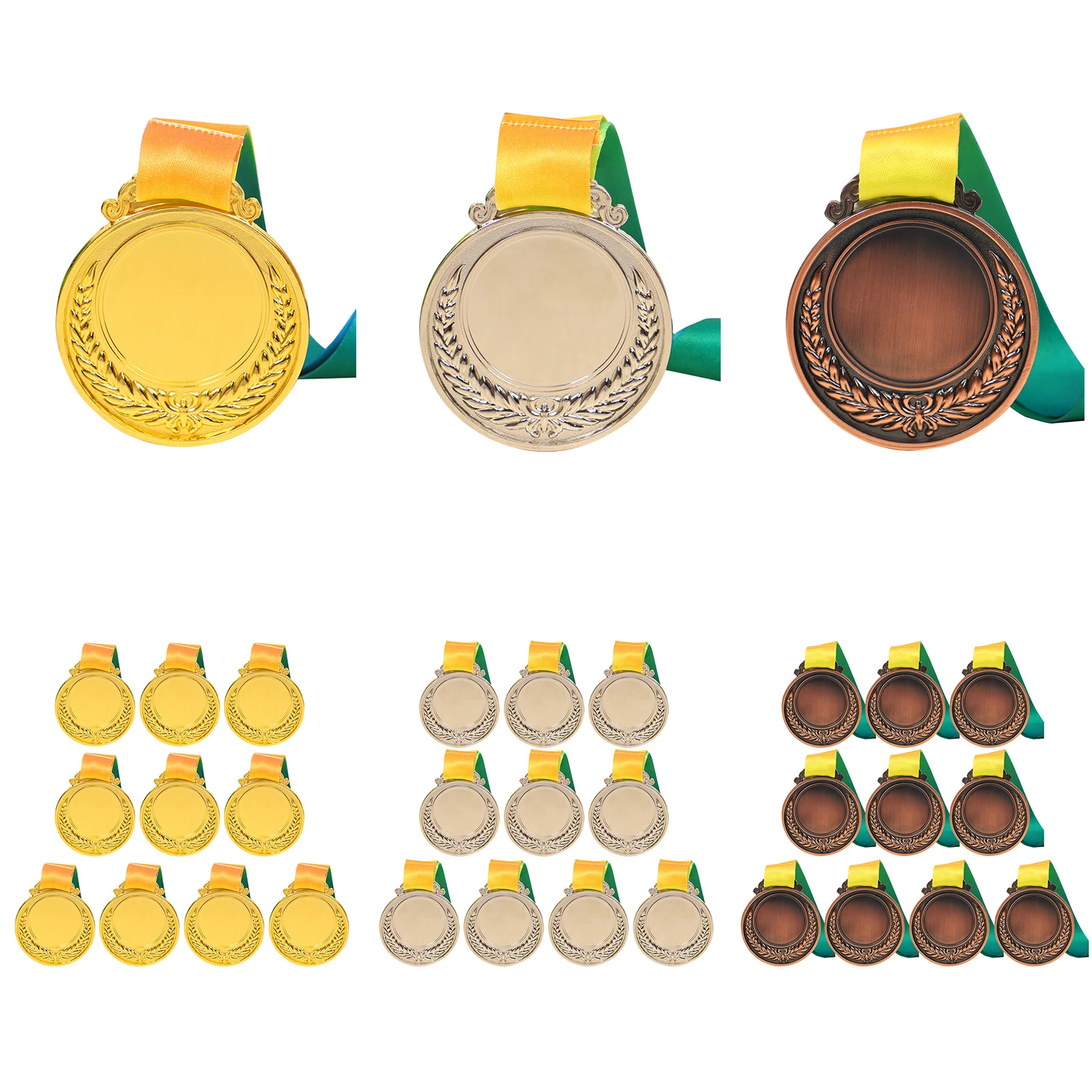 

Металлические медали «Пшеничный колос» 2,54 дюйма с лентой на шею, награды для школьных спортивных соревнований, круглые призы для победителей, подарки для соревнований и вечеринок