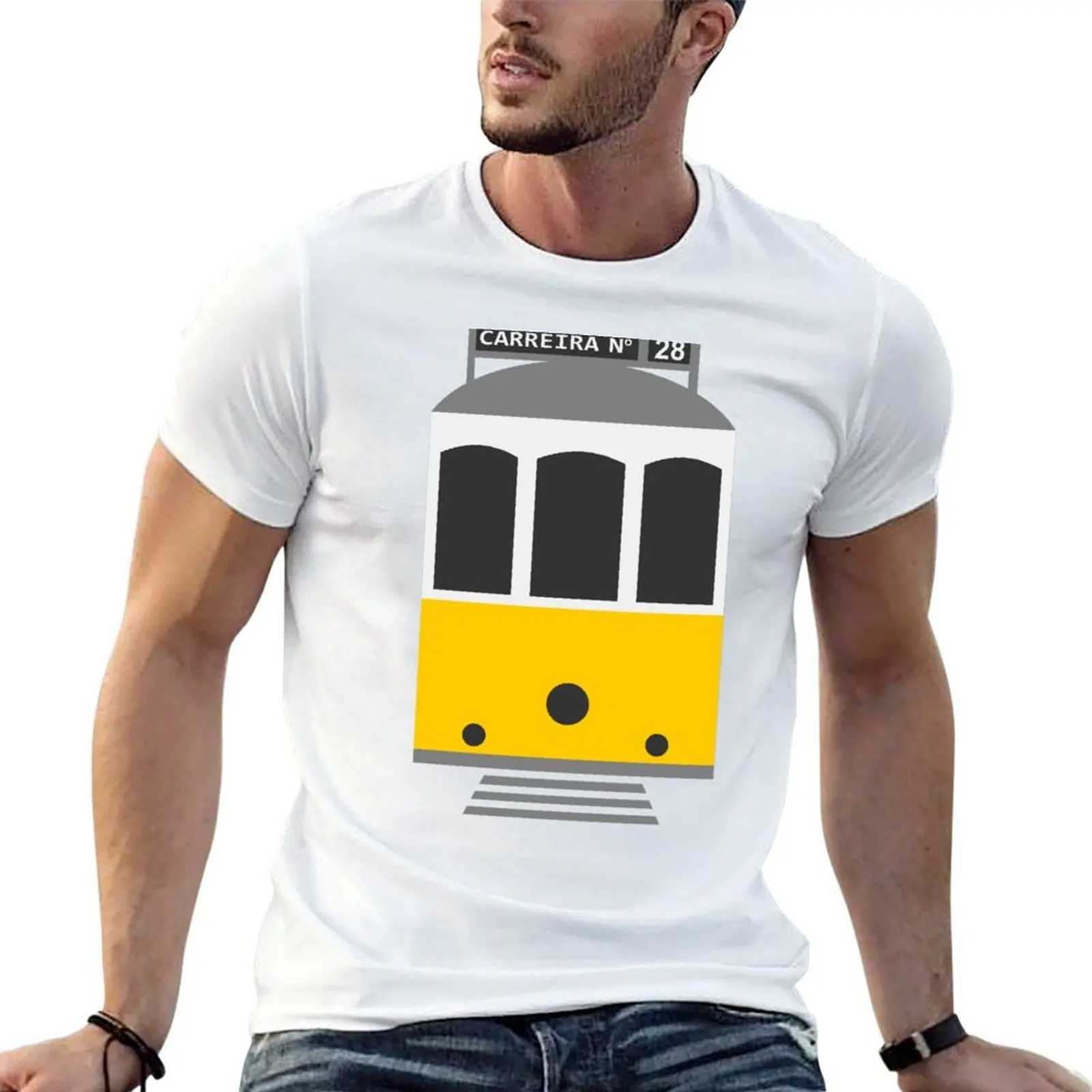 

Lisbon tram - Elétrico de Lisboa - Carreira 28 (only tram on black) T-Shirt t shirts for man pack white T-Shirt