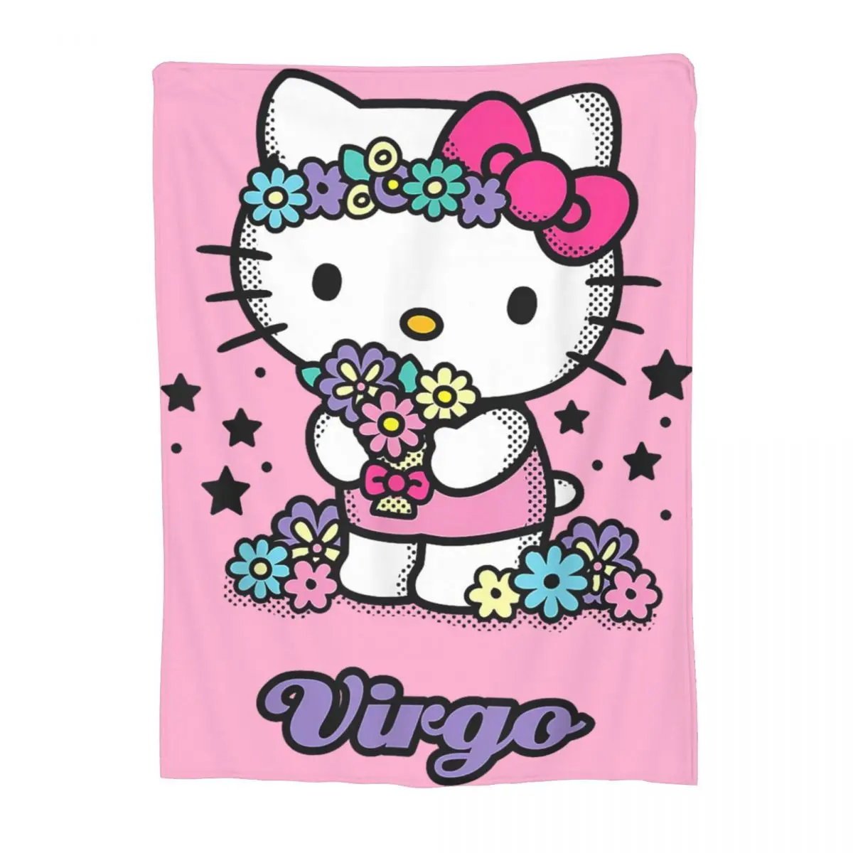 Hello Kitty Zodiac Virgo Knitted Blanket Fleece Warm Throw Blanket for Car Sofa Couch Bed Rug