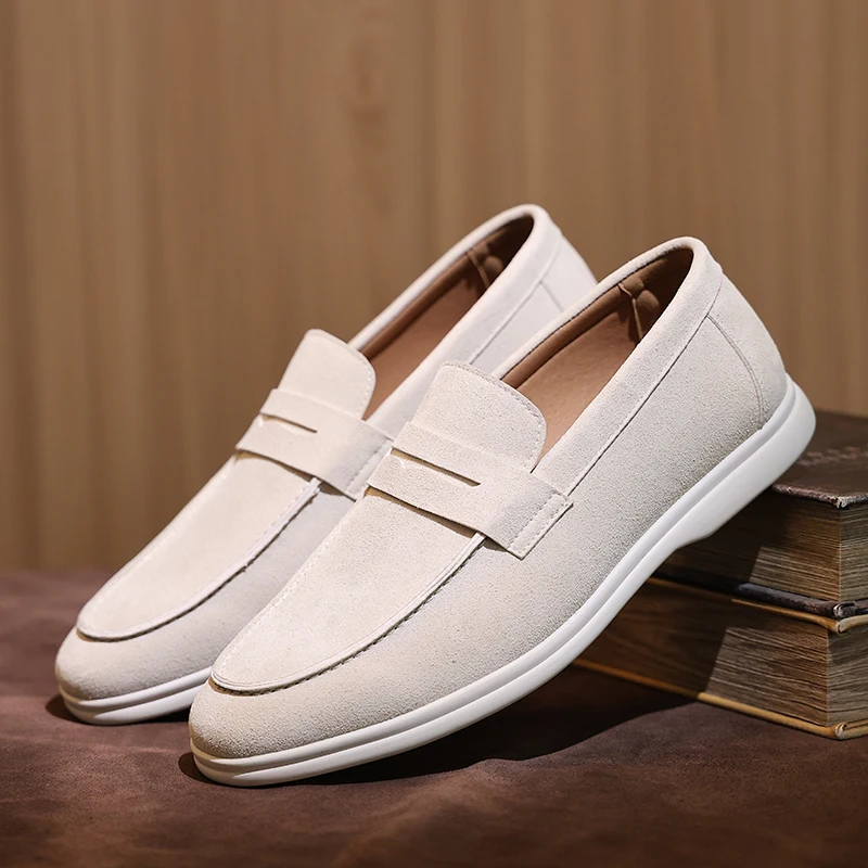 Men's Classic Retro Penny Loafers Moccasins Suede Leather Fashion Men Slip-on Casual Shoes Mens Party Outdoor Driving Flats