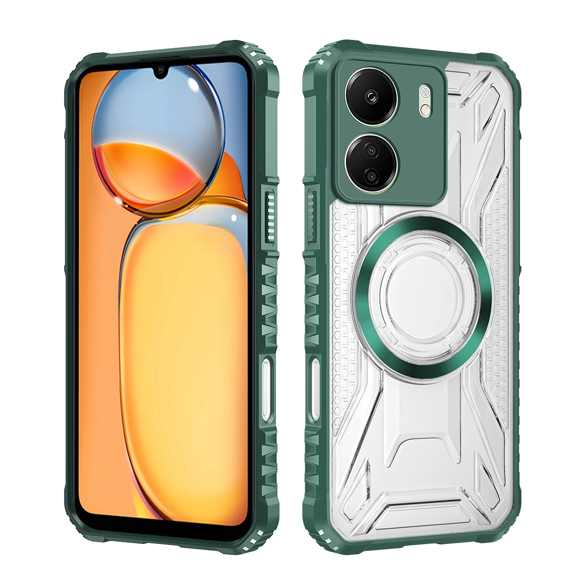 Magnetische Ring-Silikon-Handyhülle für Xiaomi Mi Redmi 15C A5 4A Note 14 13 12 11 Pro, stoßfeste Stoßstangen-Kameraschutzhülle