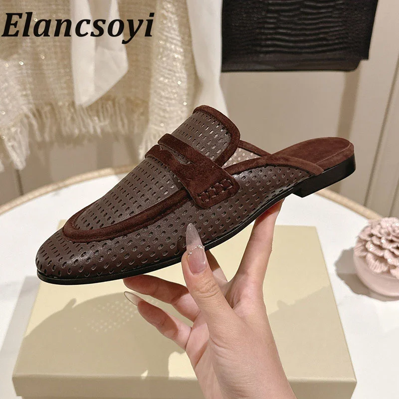 Slippers Spring Women's New Solid Color Mesh Comfortable and Breathable Lazy loafers Lightweight Outdoor Casual Flat Slippers