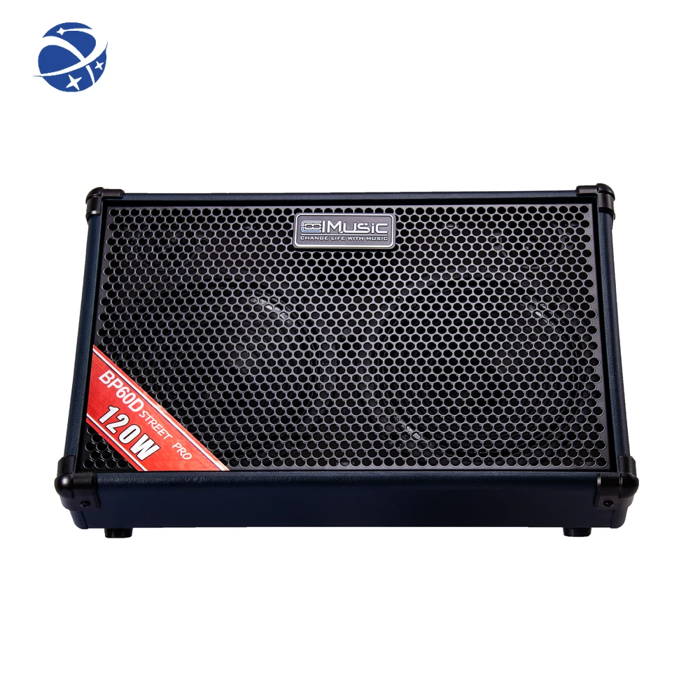 yyhc COOLMUSIC BP60D 120W Wood Power Guitar Amplifier for Busker Outdoor Speaker with Microphone Input Reverb Effects