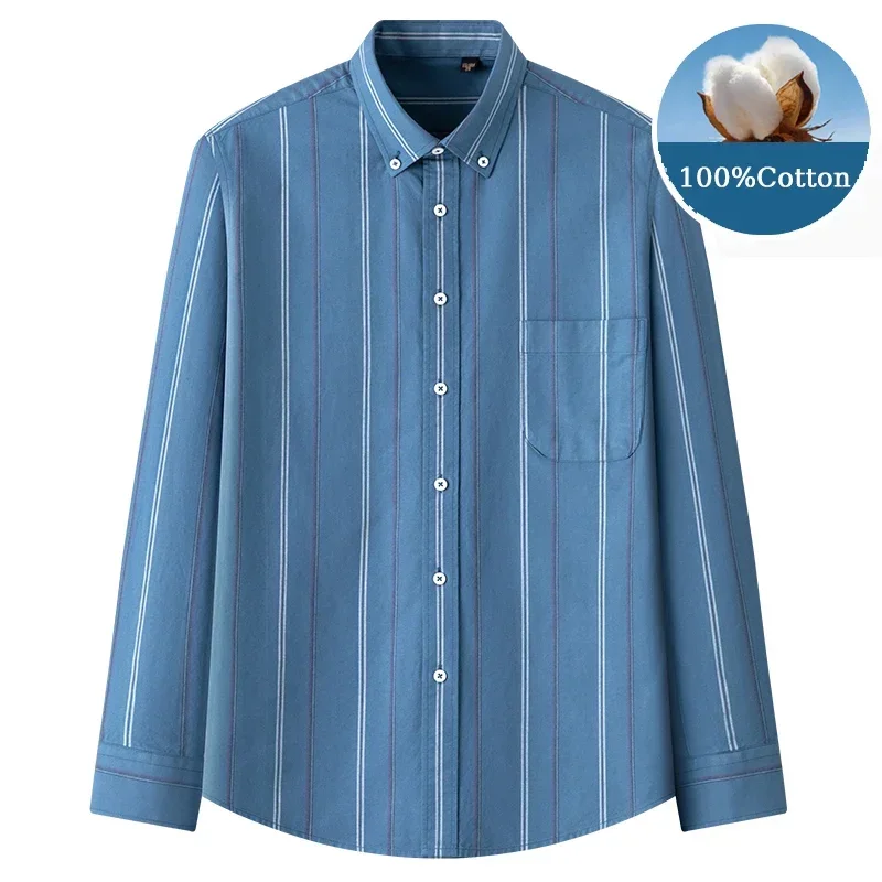 TFETTERS Brand 2026 Spring Dress Shirts Men 100% Cotton Business Striped Long Sleeve Shirts Men Casual Work Camisas Formales