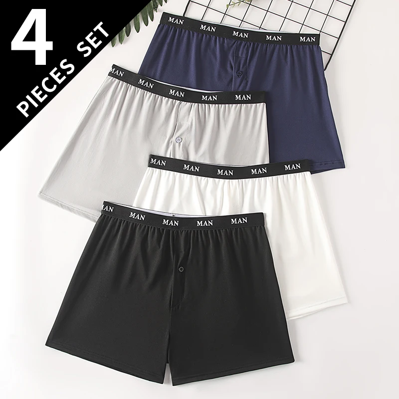3/4 Pack Men's Seasonal Casual Loose Aro Pants Men's Comfortable and Breathable Plus Size Flat Corner Underwear Home Sleeping Pa