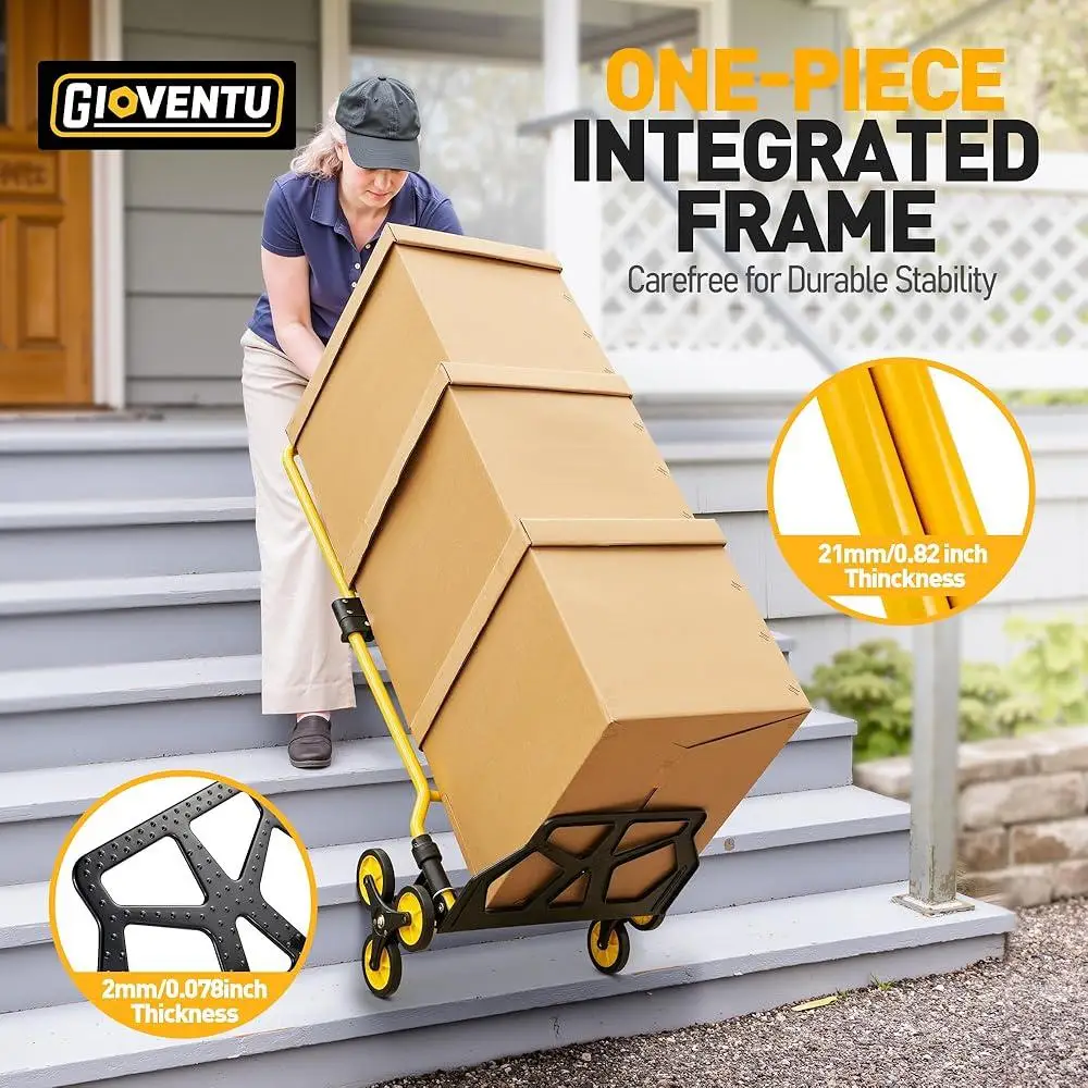 Upgraded Stair Climbing Hand Truck Dolly with Foldable Design Non-Slip Silent Wheels Telescopic Handle Easy Transport