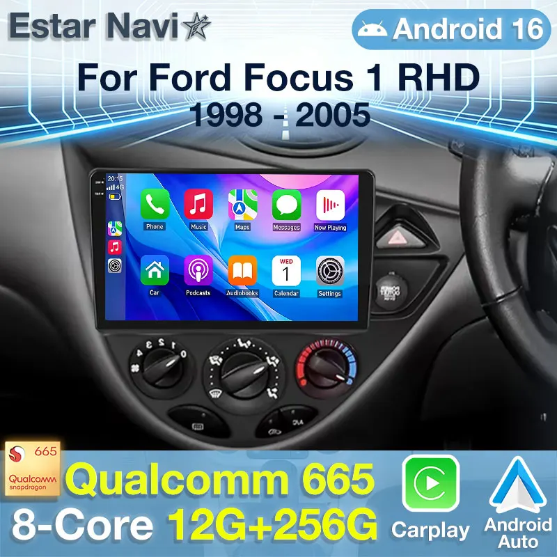 Android 16 Car Radio For Ford Fiesta 1995-2001 Focus MK1 1998-2004 right-hand drive Carplay Auto Multimedia Player DSP GPS 5G BT