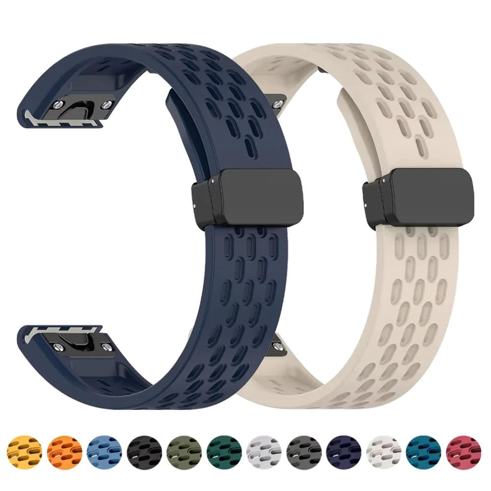 20 22 26mm para garmin fenix 8 47mm 7x 7 pro fenix 6x 5x 5plus tactix 7 ajuste rápido silicone banda magnética forerunner 965 970 cinta