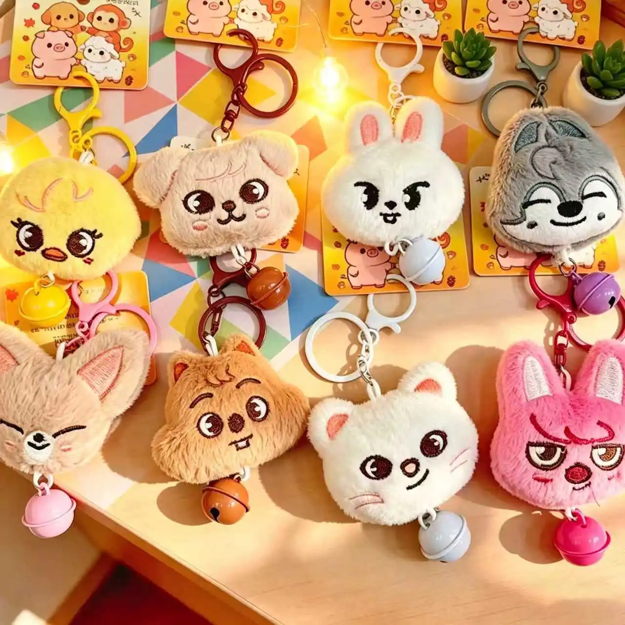 

SKZOO Plush Keychain 8 Styles Stray Kids Characters Plushie Pendant Kawaii Fluffy Animal BagAccessory with Bell for Backpack